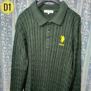 Retro Gentleman's Long-Sleeve Turn-Down Collar Wool Cable Knit Sweater for Men